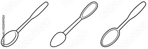 line art vector illustration collection of spoon . isolate on a white background. SVG and PNG
