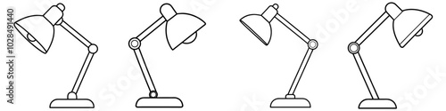 line art vector illustration collection of desk lamp . isolate on a white background. SVG and PNG
