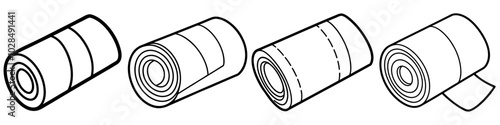 line art vector illustration collection of bandage roll . isolate on a white background. SVG and PNG
