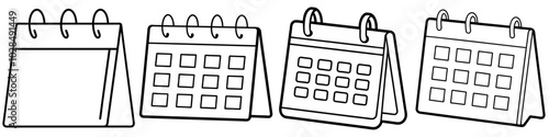 line art vector illustration collection of calendar . isolate on a white background. SVG and PNG
