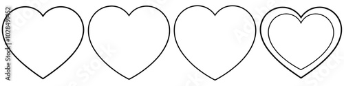 line art vector illustration collection of heart . isolate on a white background. SVG and PNG
