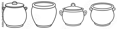 line art vector illustration collection of pot . isolate on a white background. SVG and PNG

