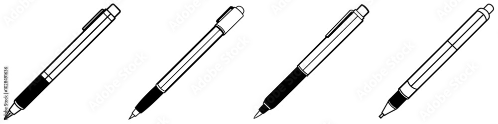 line art vector illustration collection of pen . isolate on a white background. SVG and PNG
