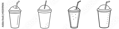 line art vector illustration collection of smoothie . isolate on a white background. SVG and PNG
