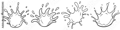 line art vector illustration collection of water splash . isolate on a white background. SVG and PNG
