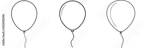 line art vector illustration collection of balloon . isolate on a white background. SVG and PNG

