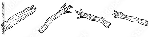 line art vector illustration collection of driftwood . isolate on a white background. SVG and PNG

