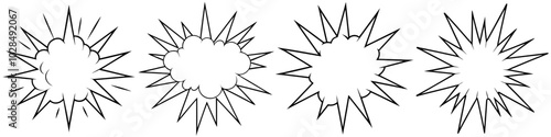 line art vector illustration collection of explosion effect . isolate on a white background. SVG and PNG
