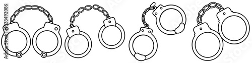 line art vector illustration collection of handcuffs . isolate on a white background. SVG and PNG
