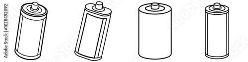 line art vector illustration collection of battery . isolate on a white background. SVG and PNG
