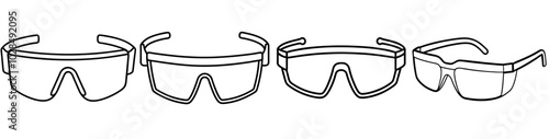 line art vector illustration collection of safety glasses . isolate on a white background. SVG and PNG
