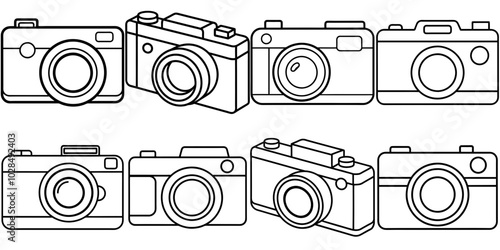 line art vector illustration collection of camera . isolate on a white background. SVG and PNG
