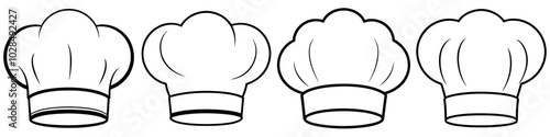 line art vector illustration collection of chef s hat . isolate on a white background. SVG and PNG
