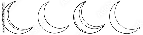 line art vector illustration collection of crescent moon . isolate on a white background. SVG and PNG
