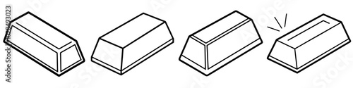 line art vector illustration collection of gold ingot . isolate on a white background. SVG and PNG

