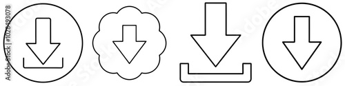 line art vector illustration collection of download icon . isolate on a white background. SVG and PNG
