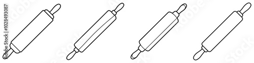 line art vector illustration collection of rolling pin . isolate on a white background. SVG and PNG
