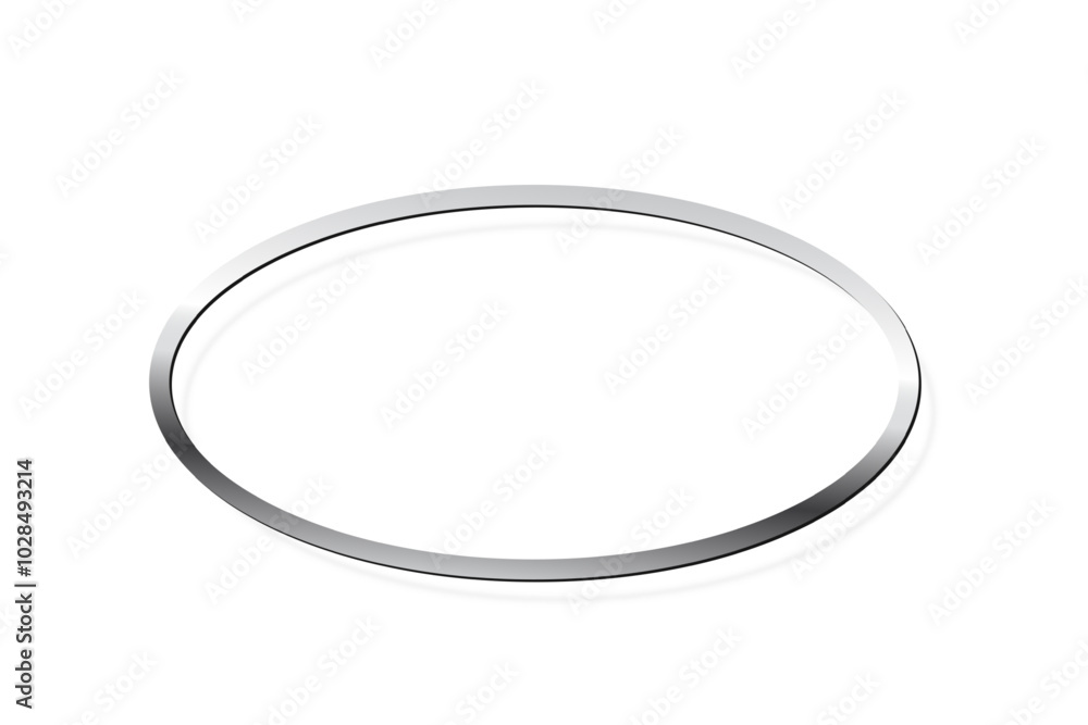 Silver oval photo frame on white background. Steel ellipse game button. Blank space for picture, painting, card. 3d realistic chrome empty template vector illustration. Simple object mockup. Silver oval photo frame on white background. Steel ellipse game button. Blank space for picture, painting, card. 3d realistic chrome empty template vector illustration. Simple object mockup.