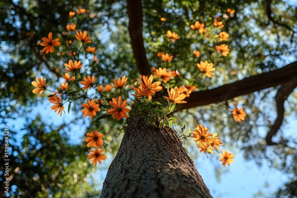 The Tree Top Of The Flower background - generative ai The Tree Top Of The Flower background - generative ai