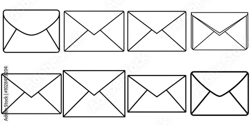 line art vector illustration collection of envelope . isolate on a white background. SVG and PNG
