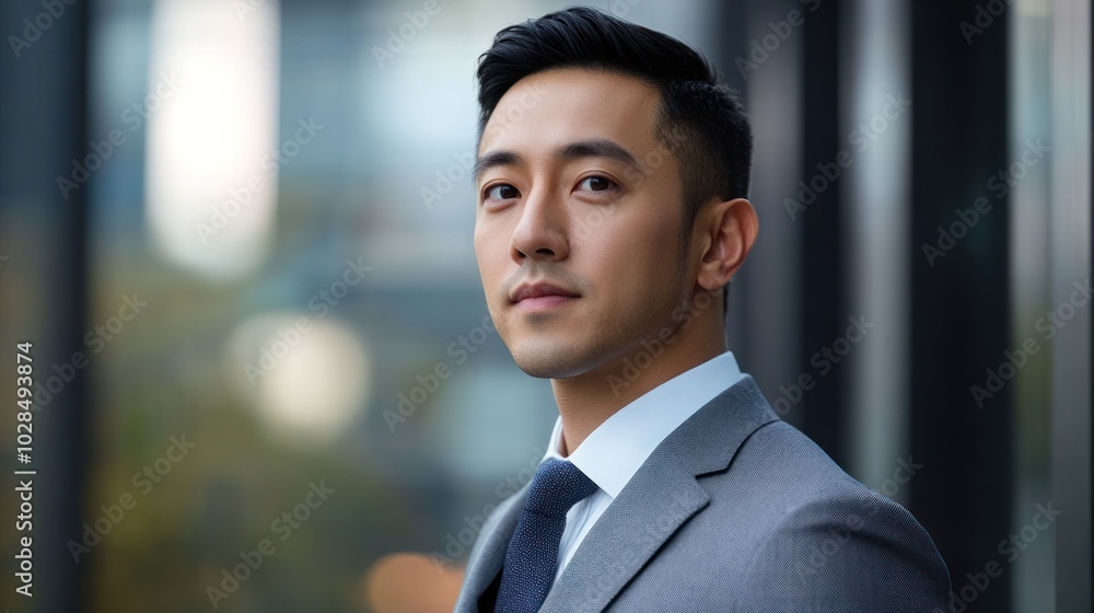 Portrait of a Young Asian Man in a Suit and Tie Portrait of a Young Asian Man in a Suit and Tie