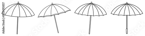line art vector illustration collection of beach umbrella . isolate on a white background. SVG and PNG
