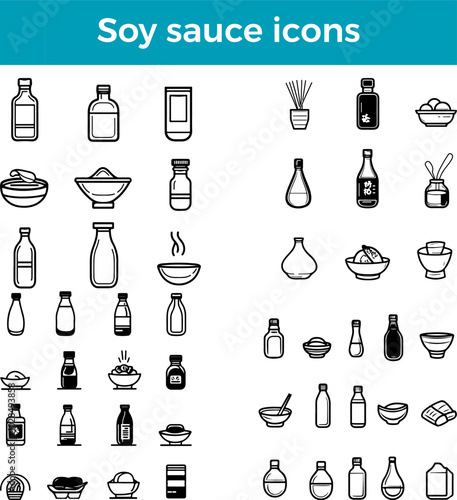 Soy Sauce icons vector flavorful condiment Asian cuisine delicious food illustration