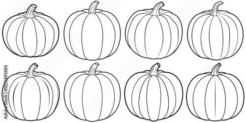 line art vector illustration collection of pumpkin . isolate on a white background. SVG and PNG
