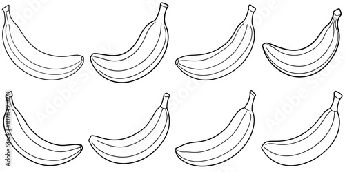 line art vector illustration collection of banana . isolate on a white background. SVG and PNG
