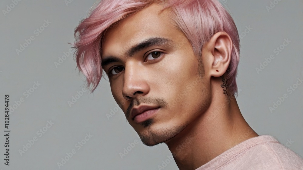 portrait of a man with pink hair portrait of a man with pink hair