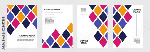 set Creative cover template design, with geometric design modern minimal style trendy Bauhaus pattern backgrounds for cover design, poster, banner ,flyer and interior.