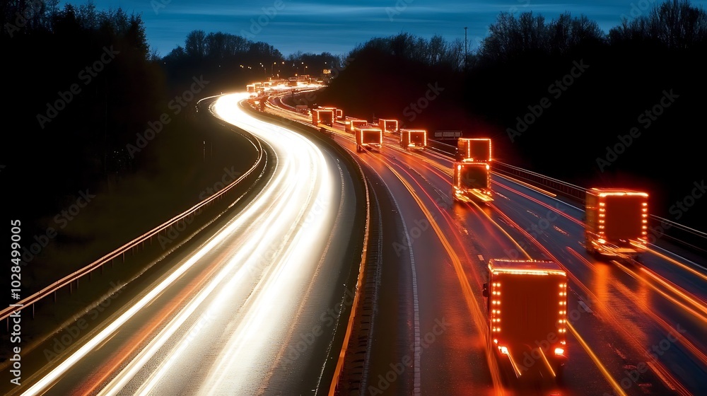 A dynamic stock photo capturing the fastpaced movement of nighttime highway traffic, with a mesmerizing blend of blurred lights creating a sense of motion and energy. A dynamic stock photo capturing the fastpaced movement of nighttime highway traffic, with a mesmerizing blend of blurred lights creating a sense of motion and energy.
