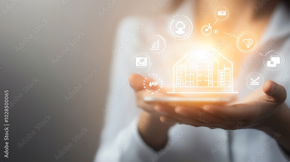 A person holds a glowing house icon, symbolizing modern technology and innovation in real estate and smart home solutions. A person holds a glowing house icon, symbolizing modern technology and innovation in real estate and smart home solutions.