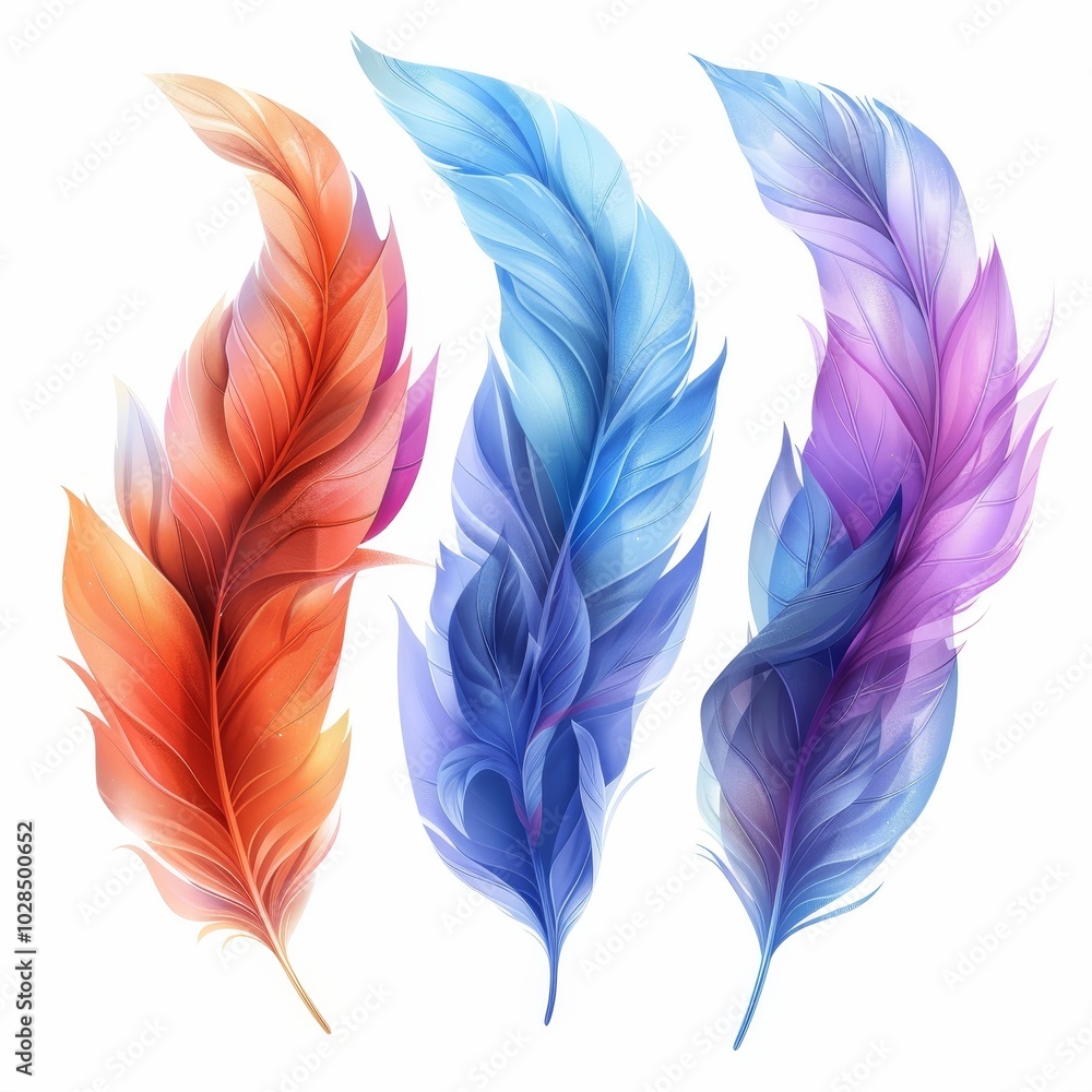 Colorful, Elegant Feathers in Bright Shades Colorful, Elegant Feathers in Bright Shades