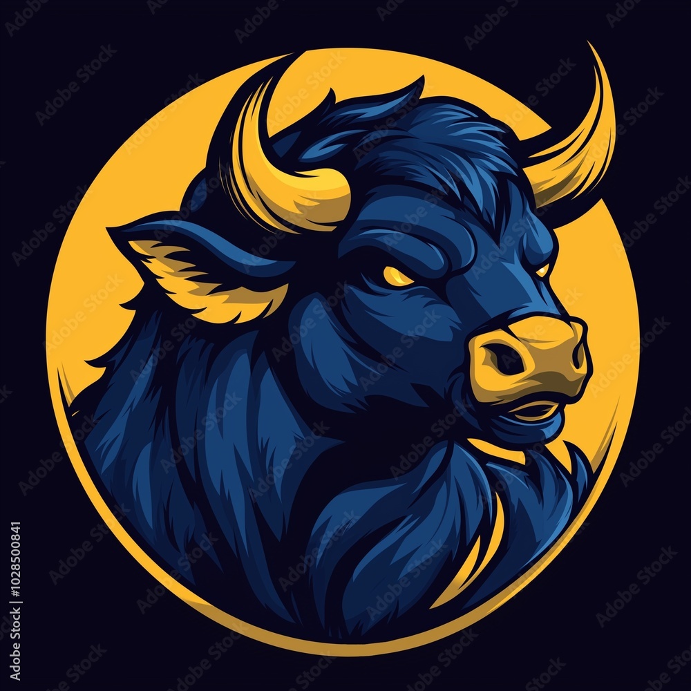 Modern mascot black and yellow logo of bull for cyber players, video game teams, social networks. Modern mascot black and yellow logo of bull for cyber players, video game teams, social networks.