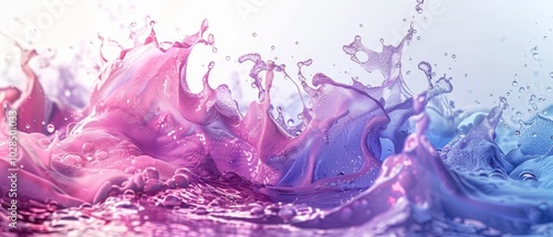 Colorful Water Splash with Soft Waves and Bubbles