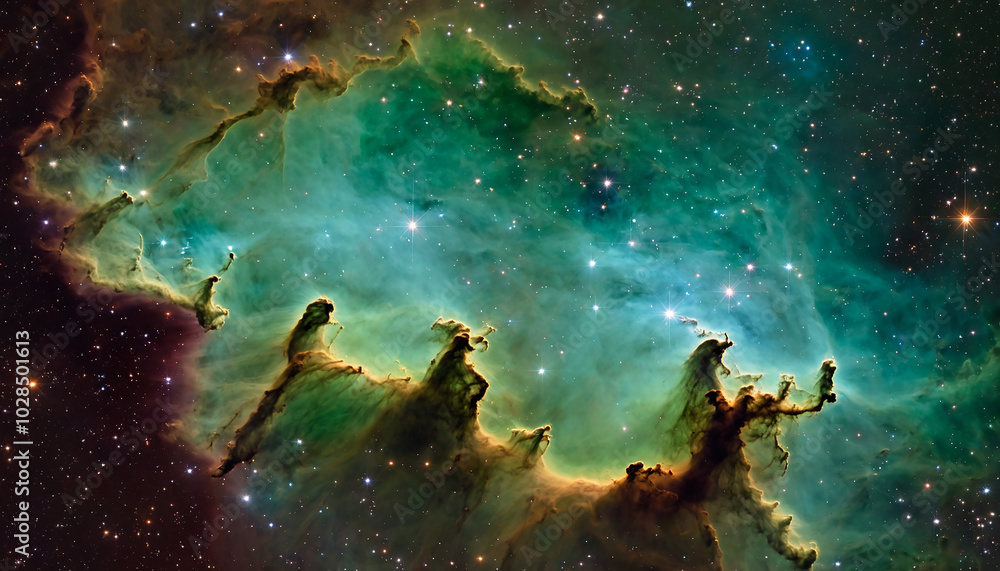 Obraz premium The nebula lurking out in the depths of space. 
