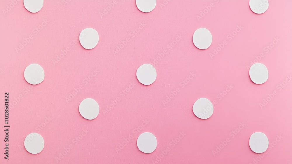 White circles on a pink background, a minimalist design. White circles on a pink background, a minimalist design.