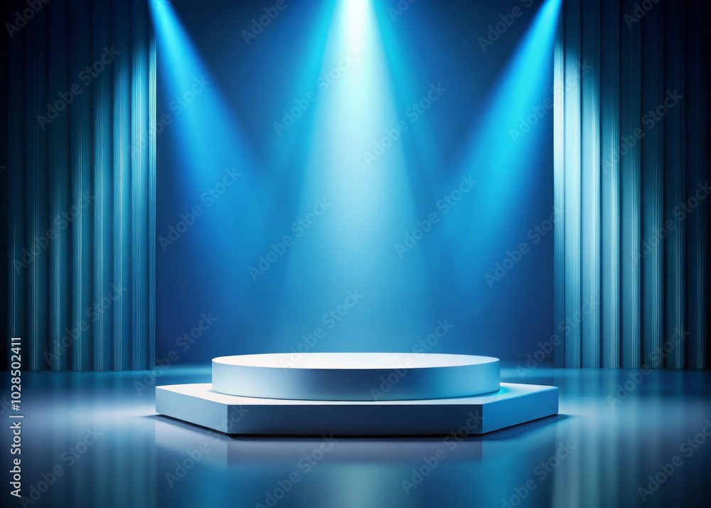Long Exposure Photography of a White Podium against a Blue Background for Minimalist Display, Product Showcase, and Artistic Presentation Long Exposure Photography of a White Podium against a Blue Background for Minimalist Display, Product Showcase, and Artistic Presentation