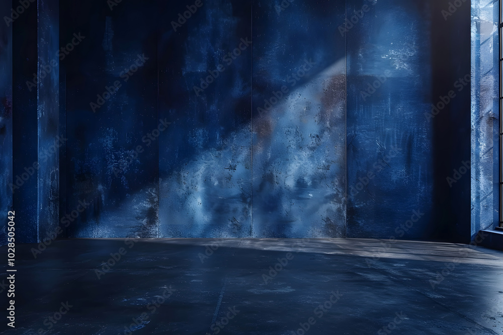 Photography and Front View of Minimalist Sleek and Mysterious Empty Dark Blue Studio Room Background, Perfect for Elegant Visuals. Shadow on Wall Photography and Front View of Minimalist Sleek and Mysterious Empty Dark Blue Studio Room Background, Perfect for Elegant Visuals. Shadow on Wall