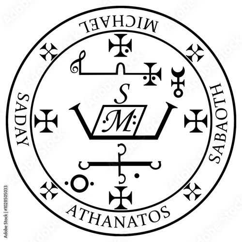 Intricate Vector Image of the Seal of Michael – Perfect for Spiritual Artwork, Protection Talismans, Esoteric Projects, and Symbolic Designs Representing Strength, Courage, and Divine Guardianship