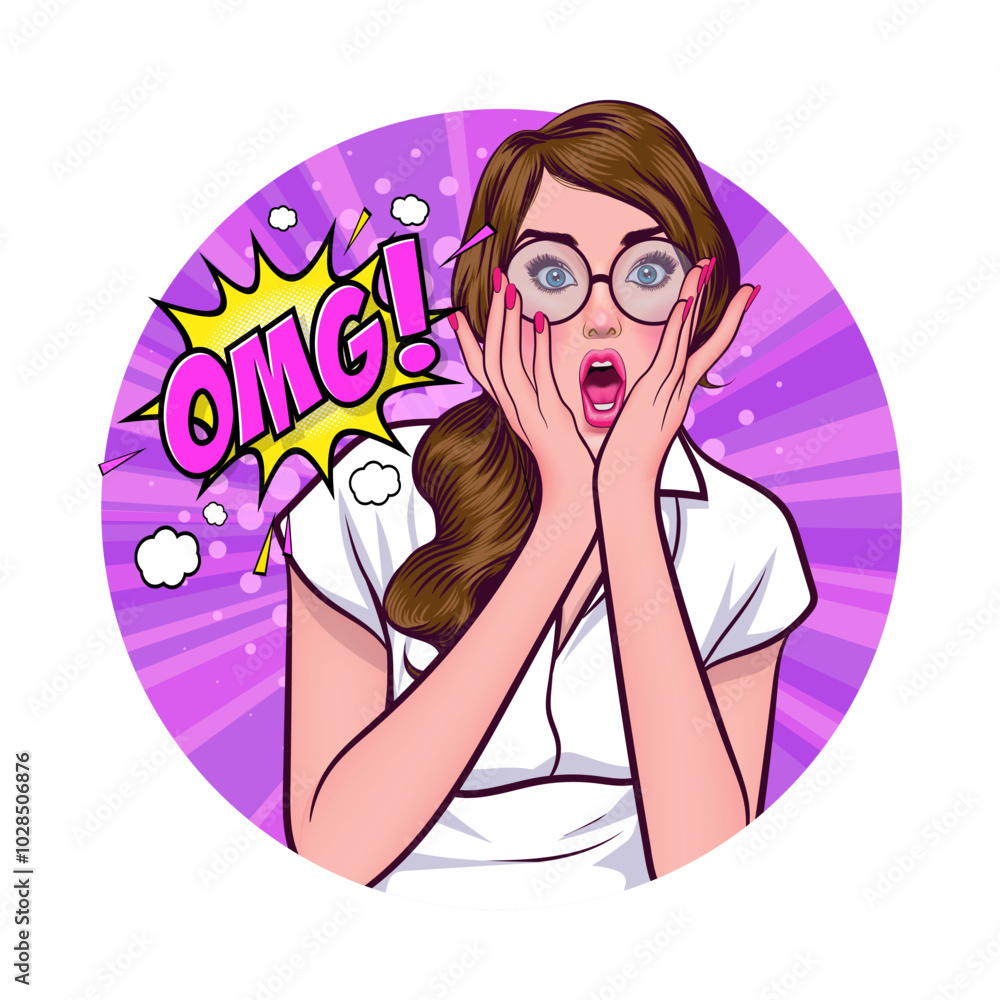 Avatar of woman or business person in various poses, circle background, pop art comics style Avatar of woman or business person in various poses, circle background, pop art comics style