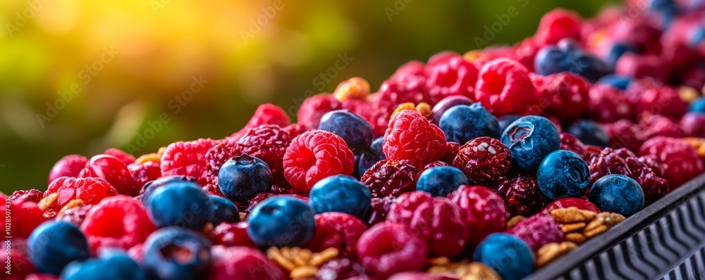 Close-up of fresh berries on a table, vibrant colors and natural lighting. Close-up of fresh berries on a table, vibrant colors and natural lighting.