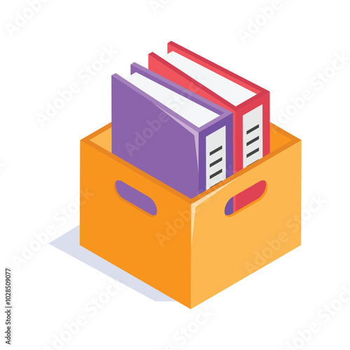 An isometric icon of archives in modern style