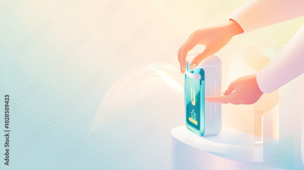A person using a touchless hand sanitizer dispenser in a modern setting, promoting hygiene and health safety. A person using a touchless hand sanitizer dispenser in a modern setting, promoting hygiene and health safety.