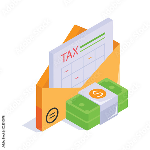 A tax document and money representing payments and financial compliance