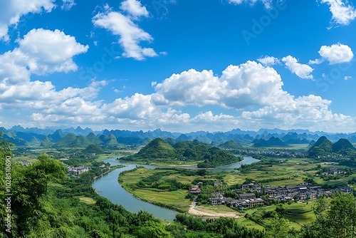 A panoramic view of the picturesque Guilin landscape photo