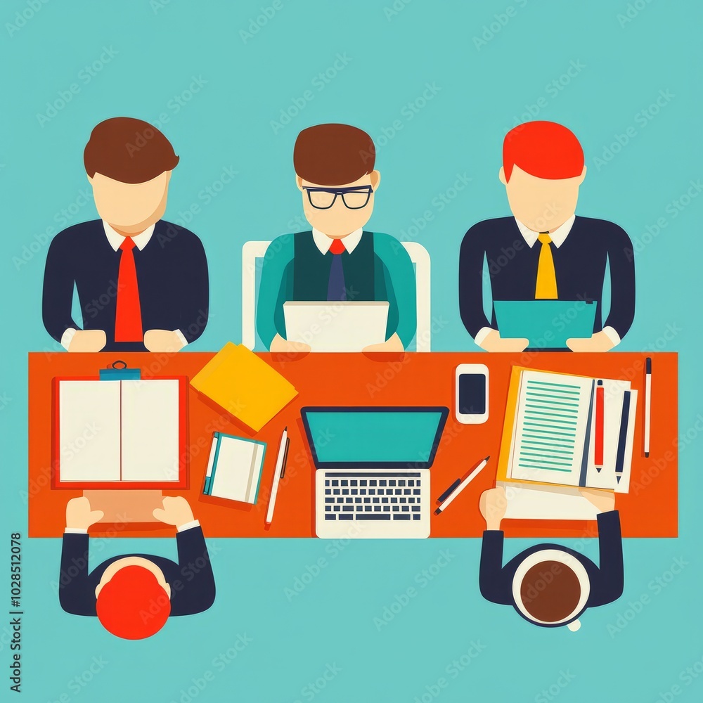 Obraz premium A group of professionals collaborating around a conference table.