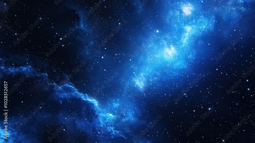 A cosmic scene featuring vibrant blue nebulae and countless stars against a dark backdrop. A cosmic scene featuring vibrant blue nebulae and countless stars against a dark backdrop.