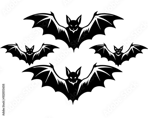 black bats flying silhouette vector black animal